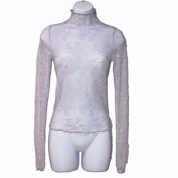 Forever 21 Tops - Floral Sheer Mesh Lace Top Small Fairy Y2K Coquette Layering Soft Girl Romantic